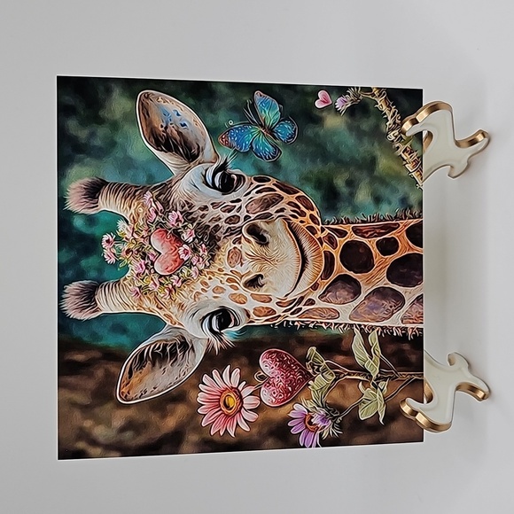 NobleCaptures Other - 4x4 Giraffe Watercolor Oil Painting‎ Nature Floral Matte Art Print